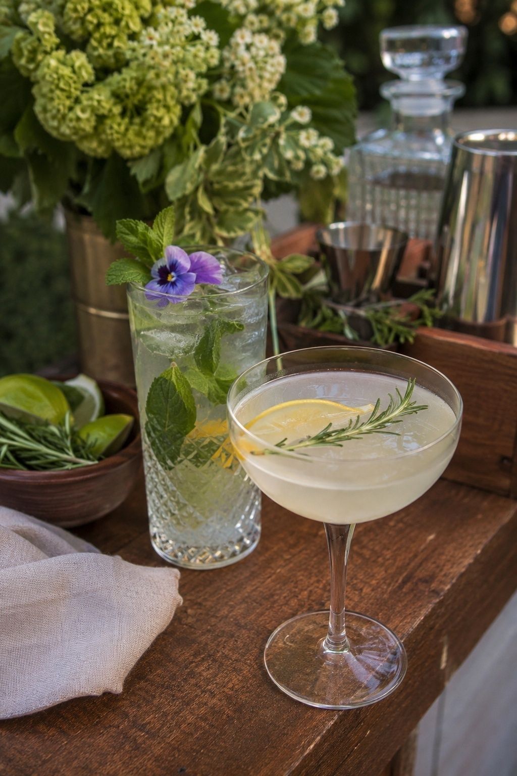 Signature cocktail with a botanical garnish