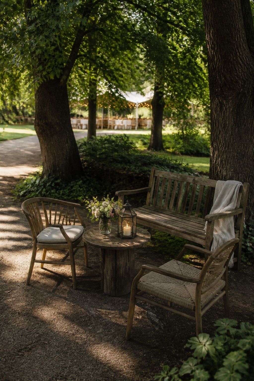 Quiet lounge corner under the trees