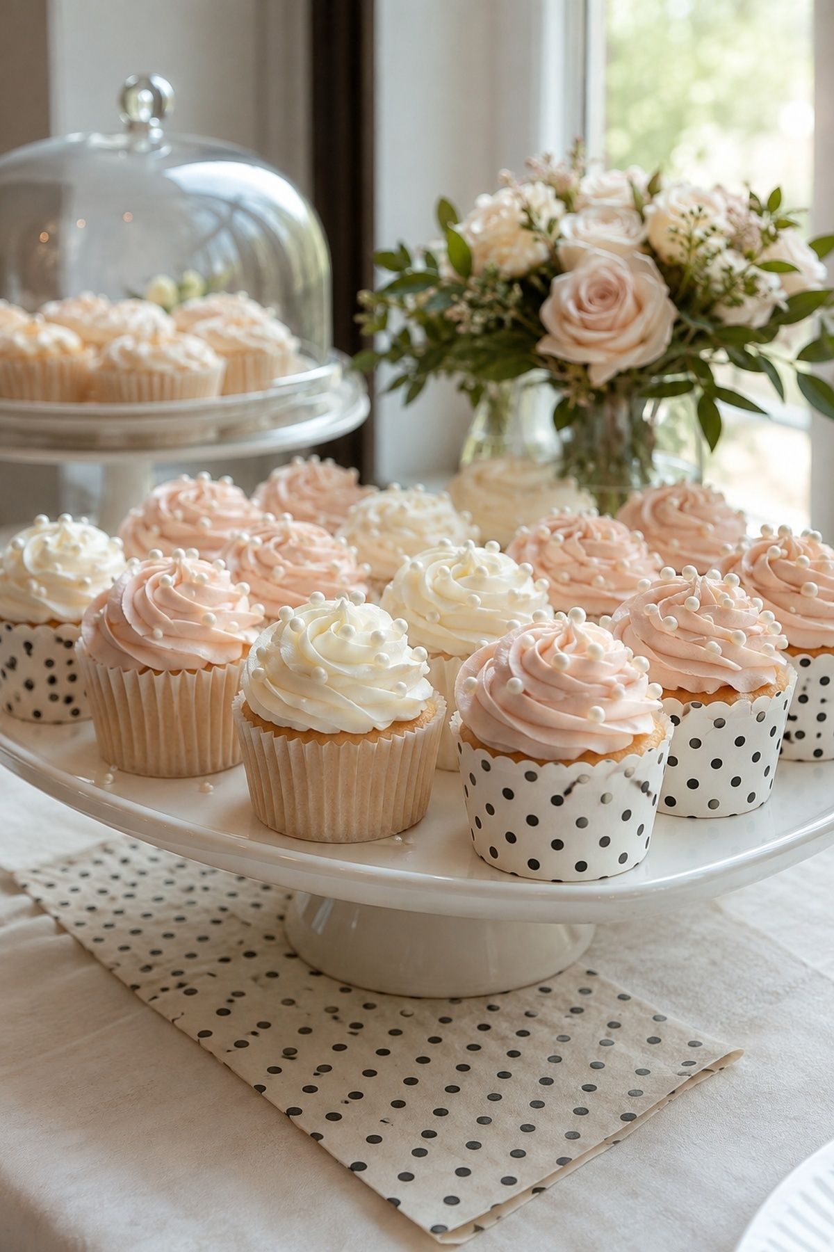 Polka dot wedding cupcakes