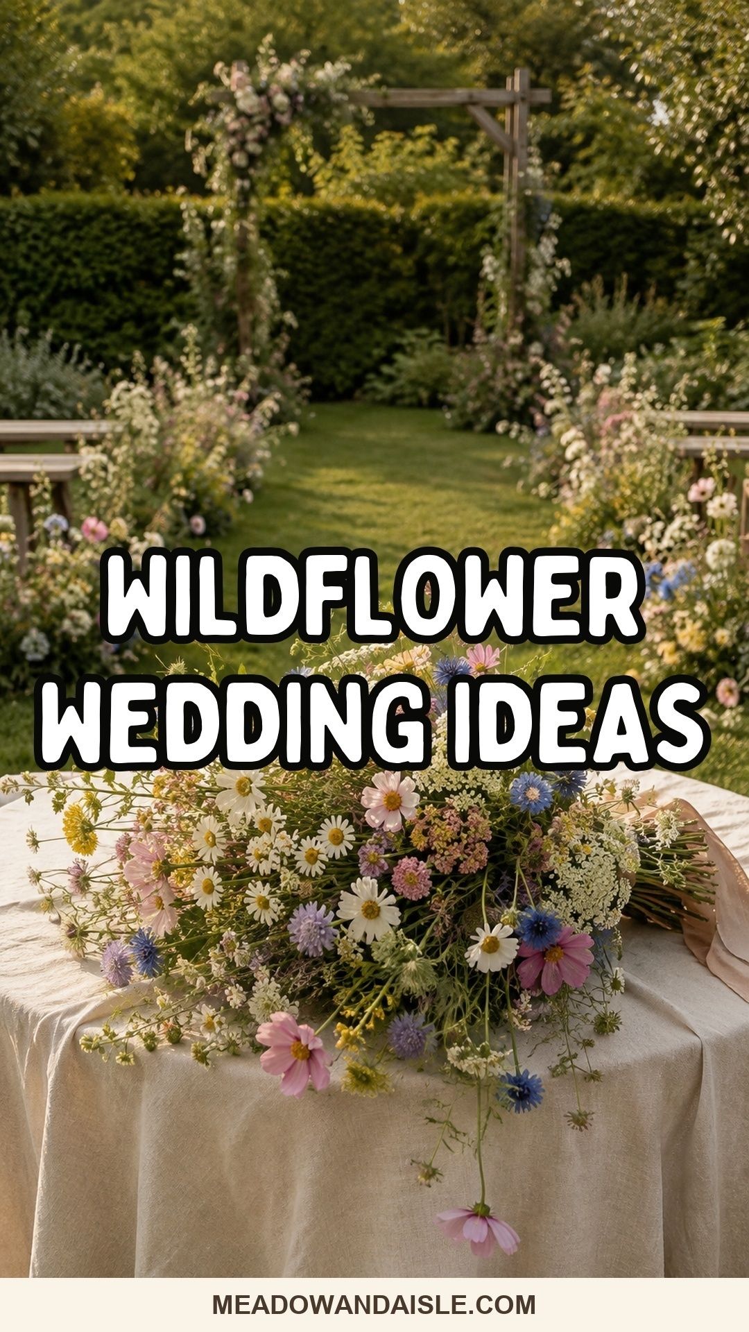 Pinterest pin with the title Wildflower Wedding Theme Ideas
