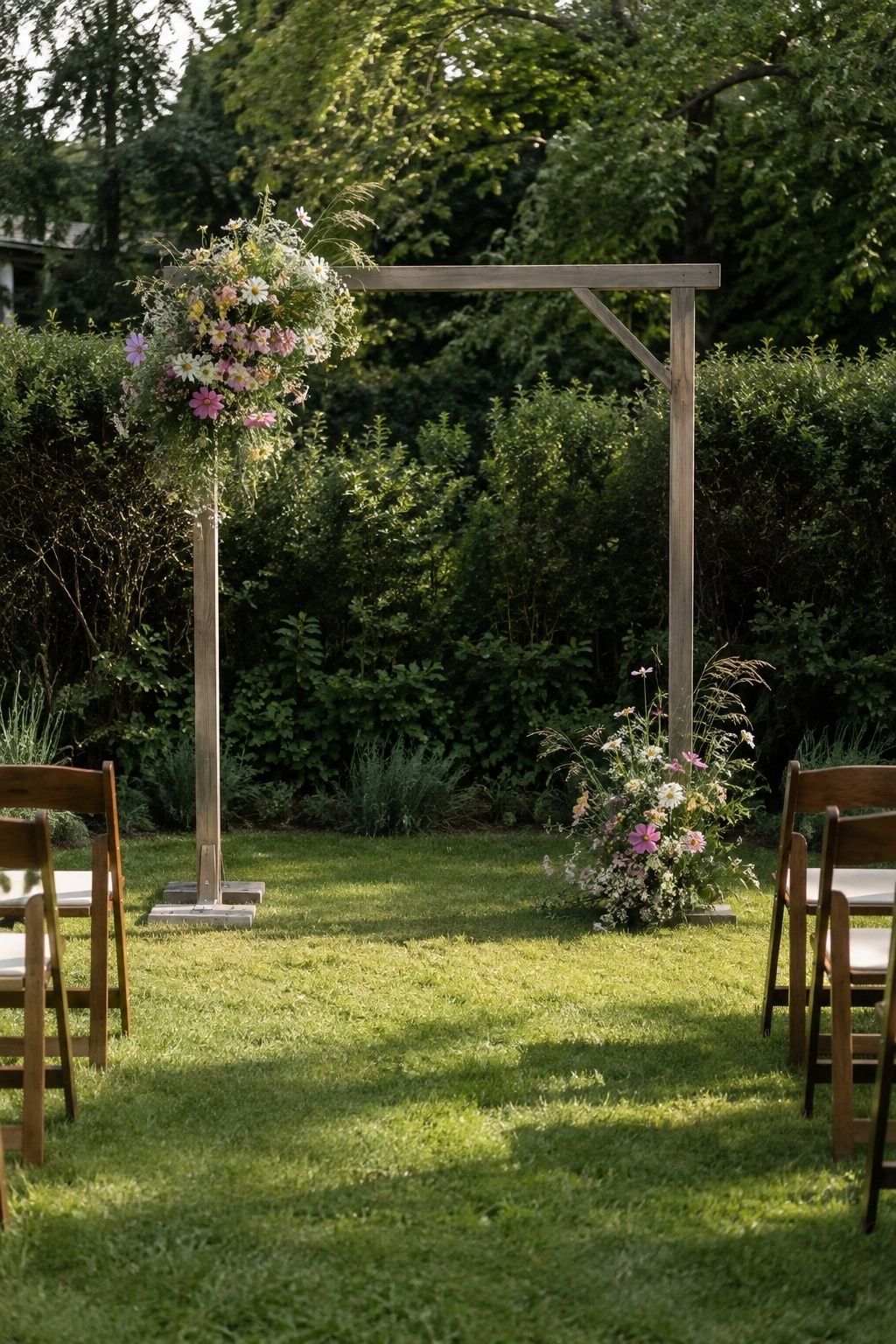 Ceremony arch with a loose wildflower outline