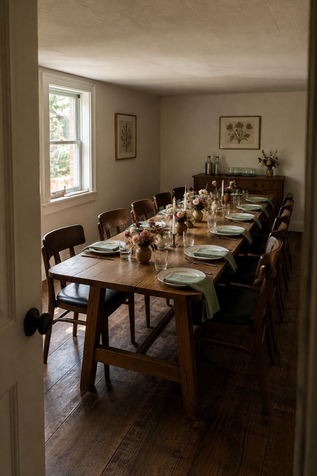 Intimate wedding banquet table in a cozy private dining room