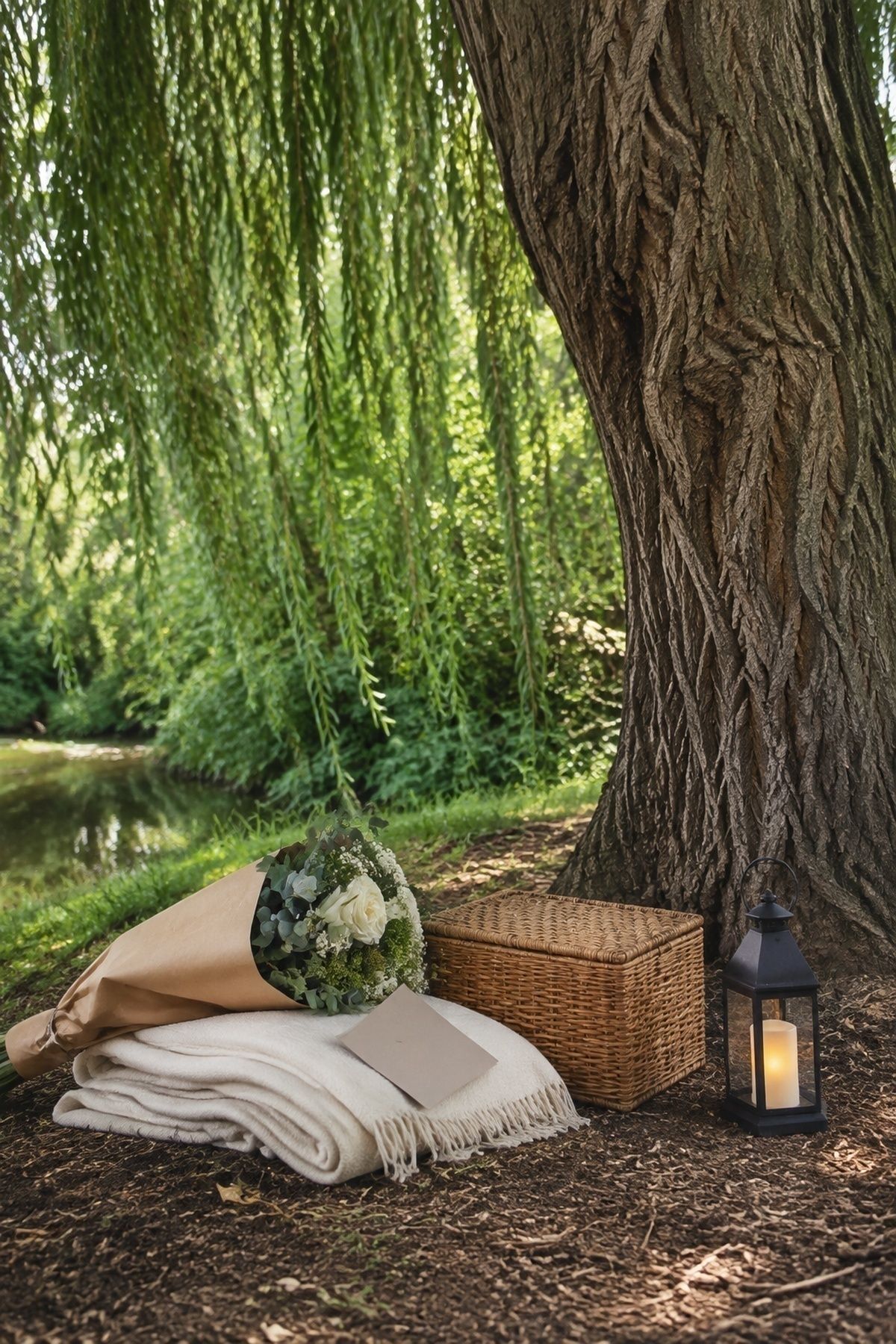 Simple proposal setup under a willow