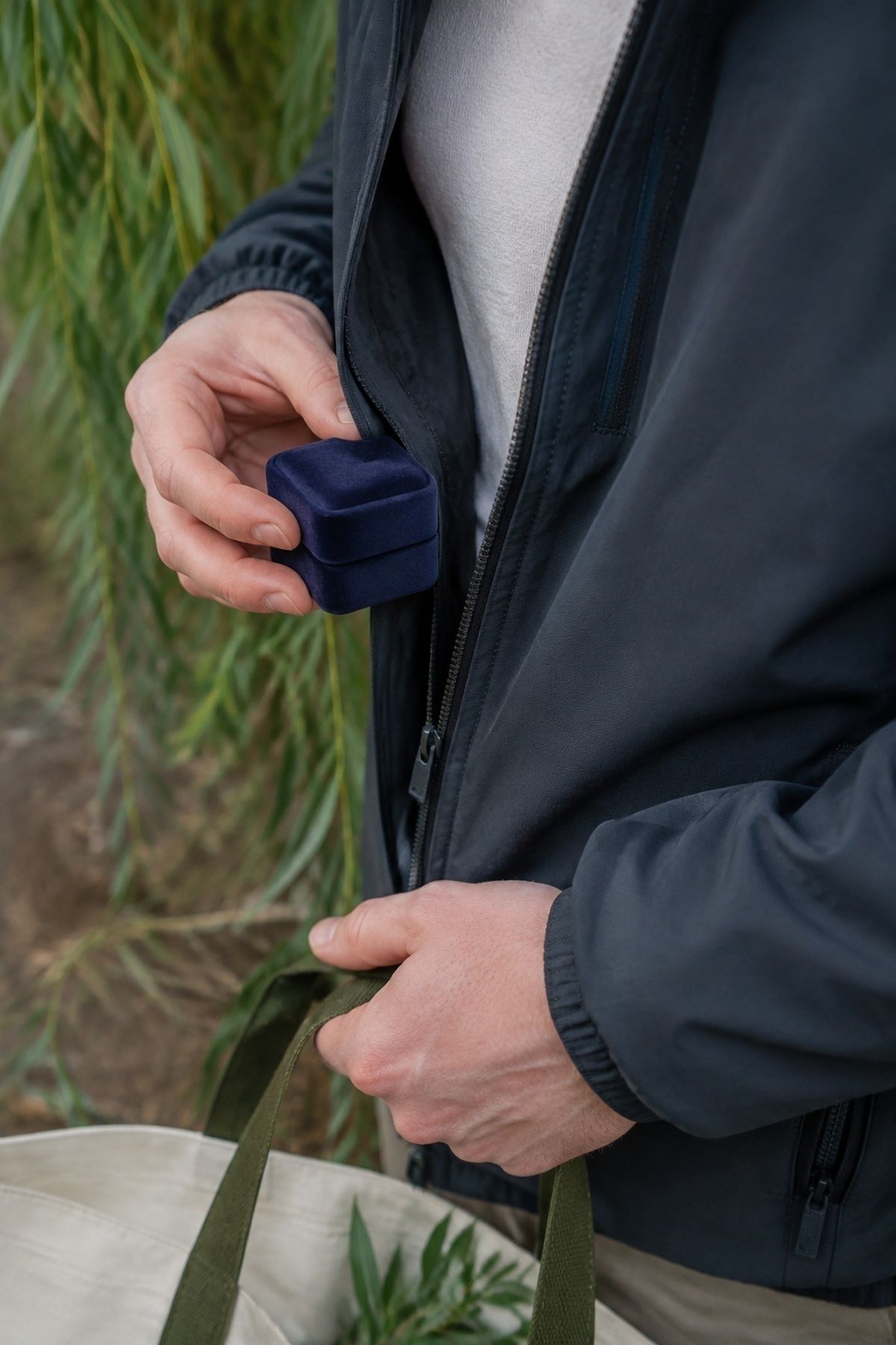 Engagement ring kept safe outdoors