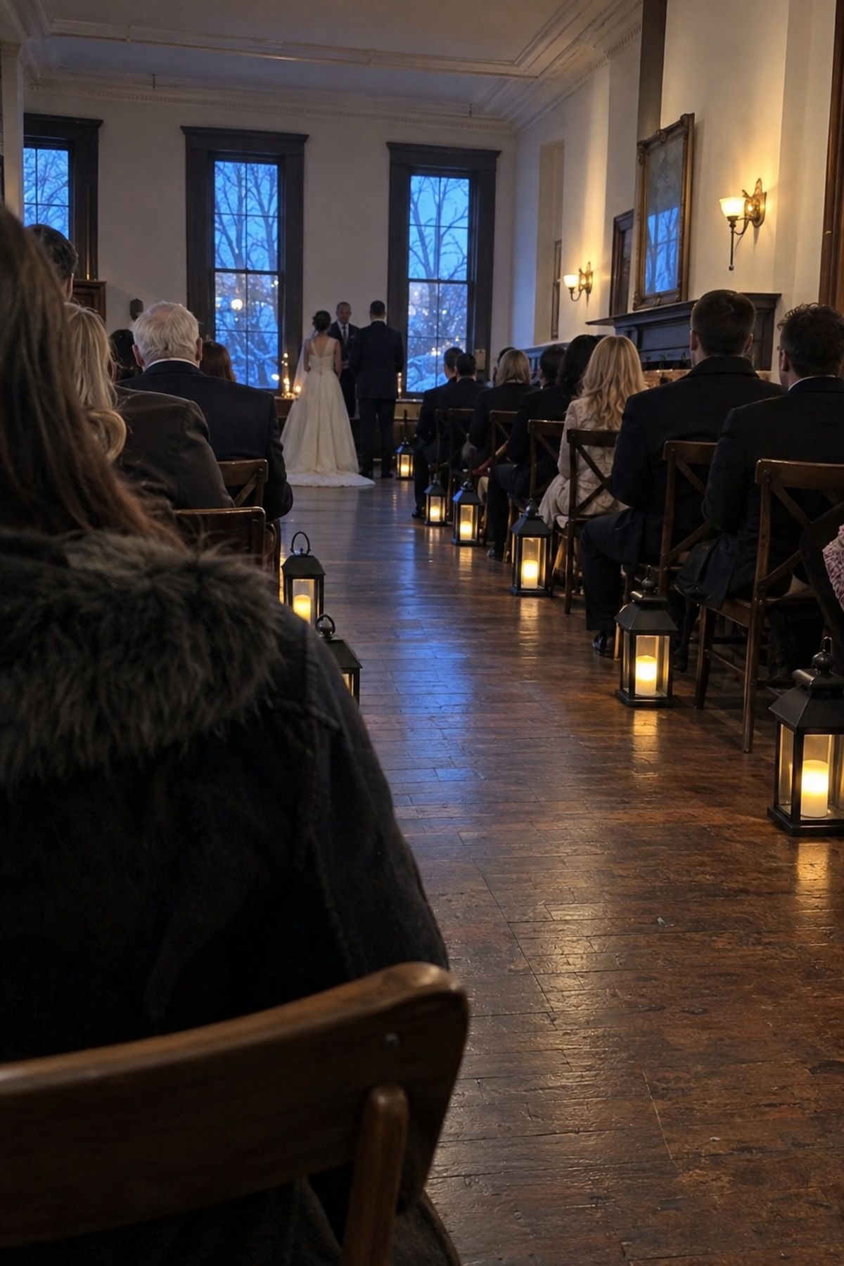 Aisle lined with lanterns
