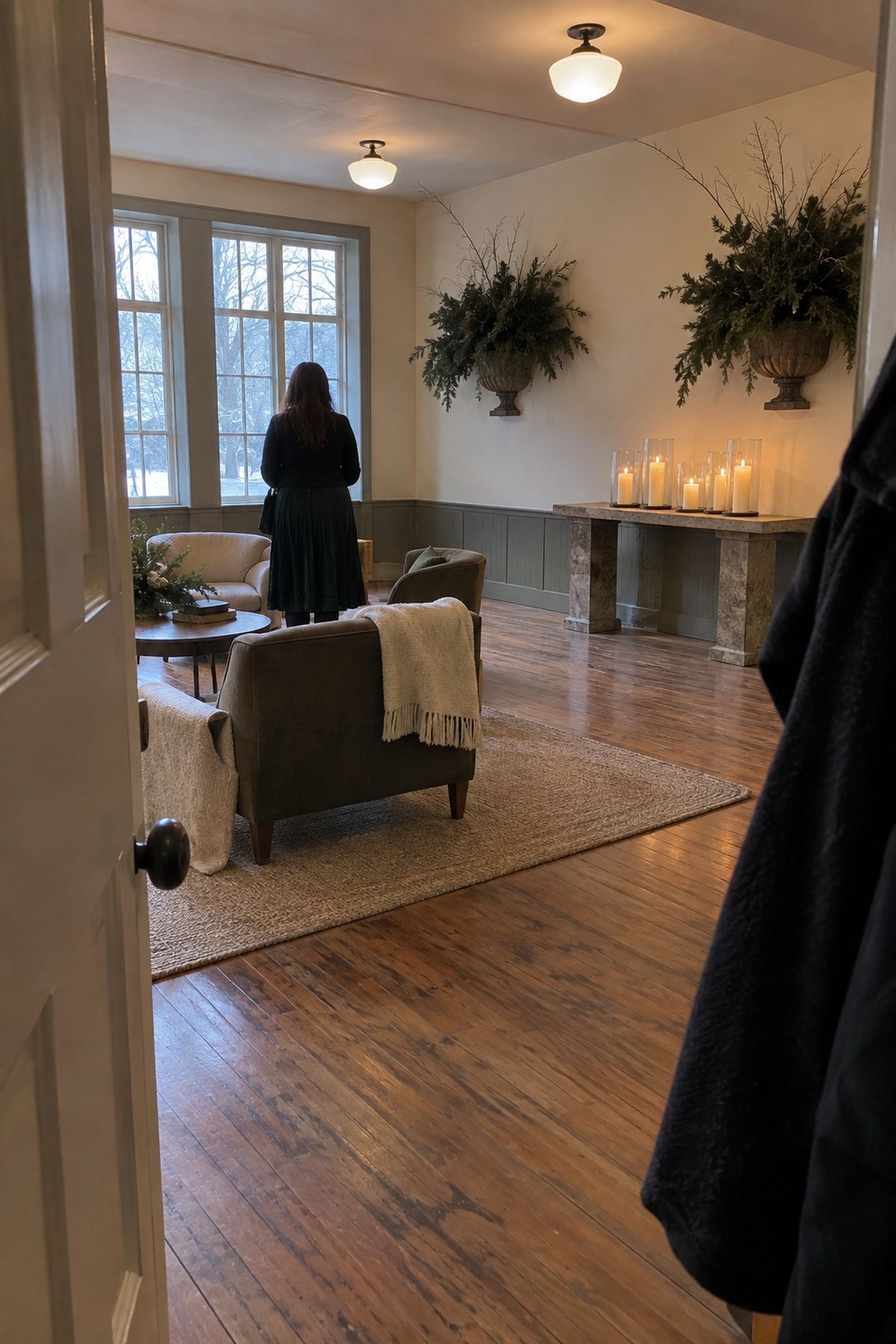 Candles paired with evergreen