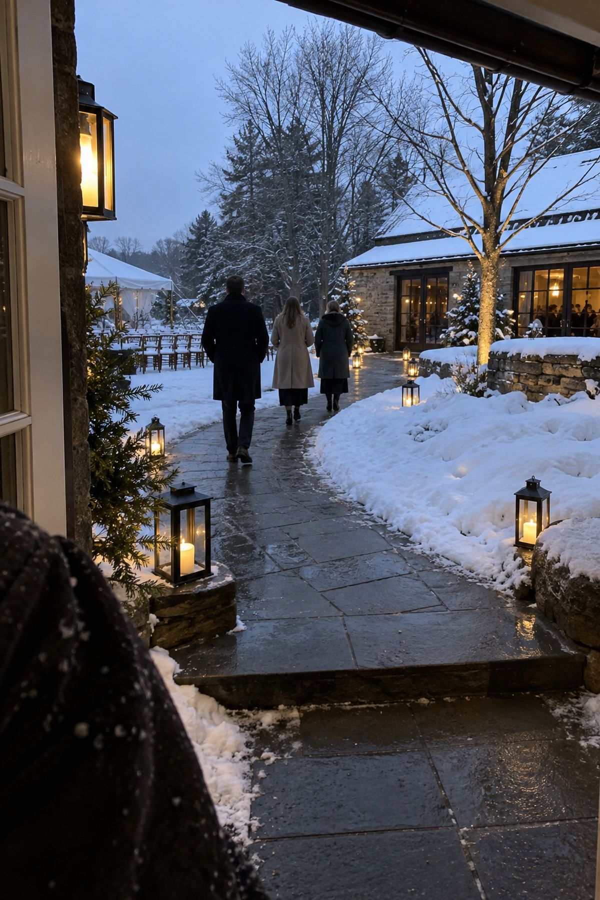 Path lanterns guiding guests