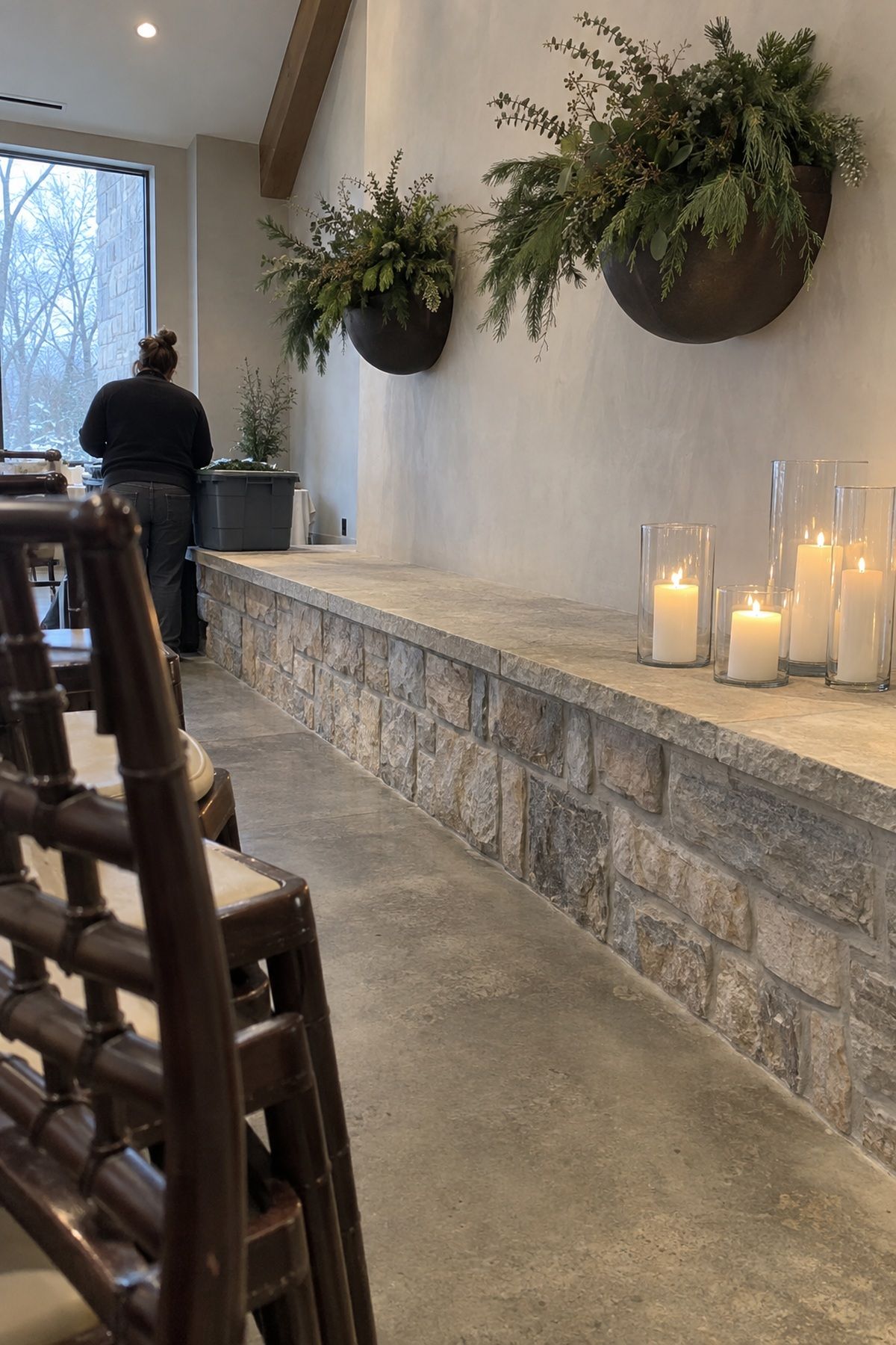 Greenery kept clear of candle flames