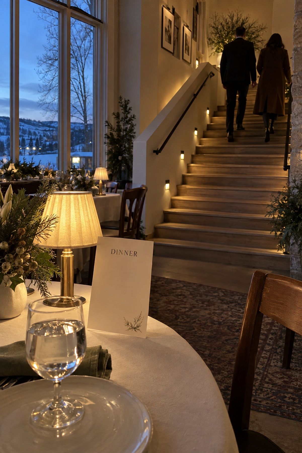 Well-lit menus and stairs