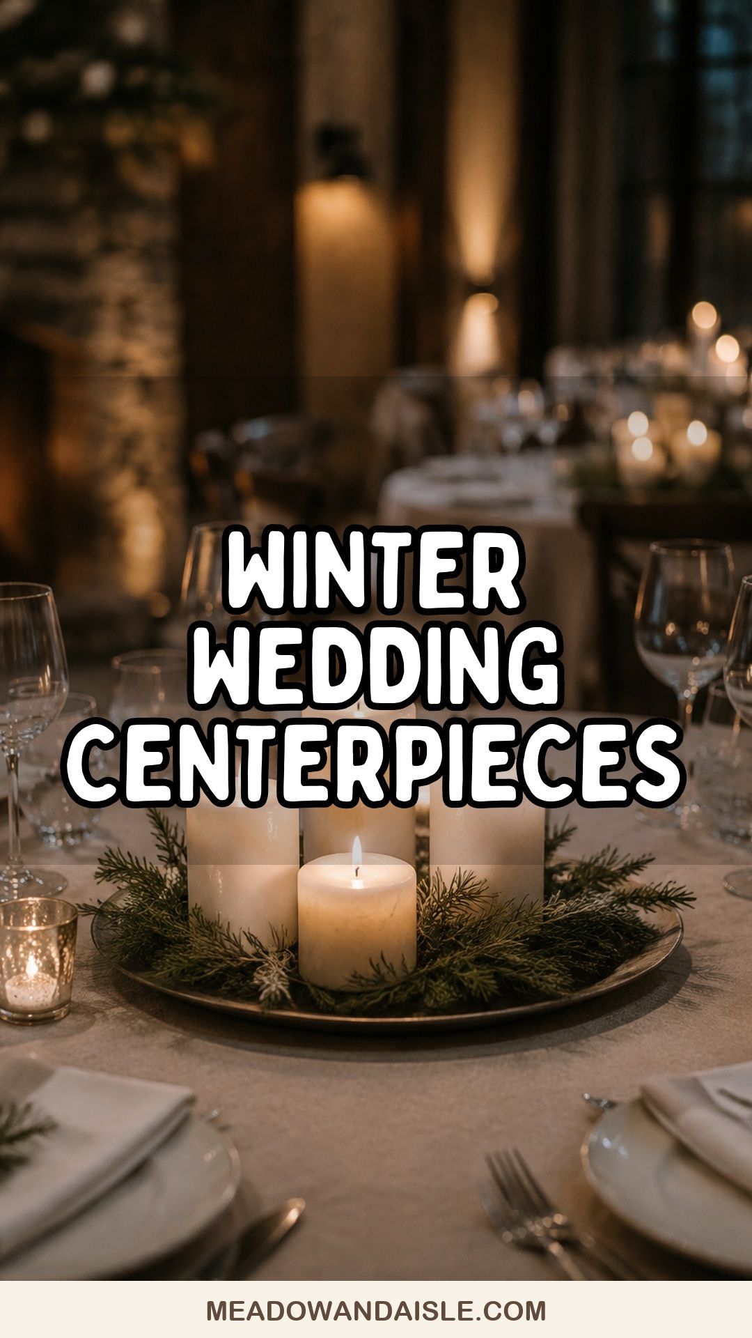 Winter wedding centerpieces with candlelit reception table ideas