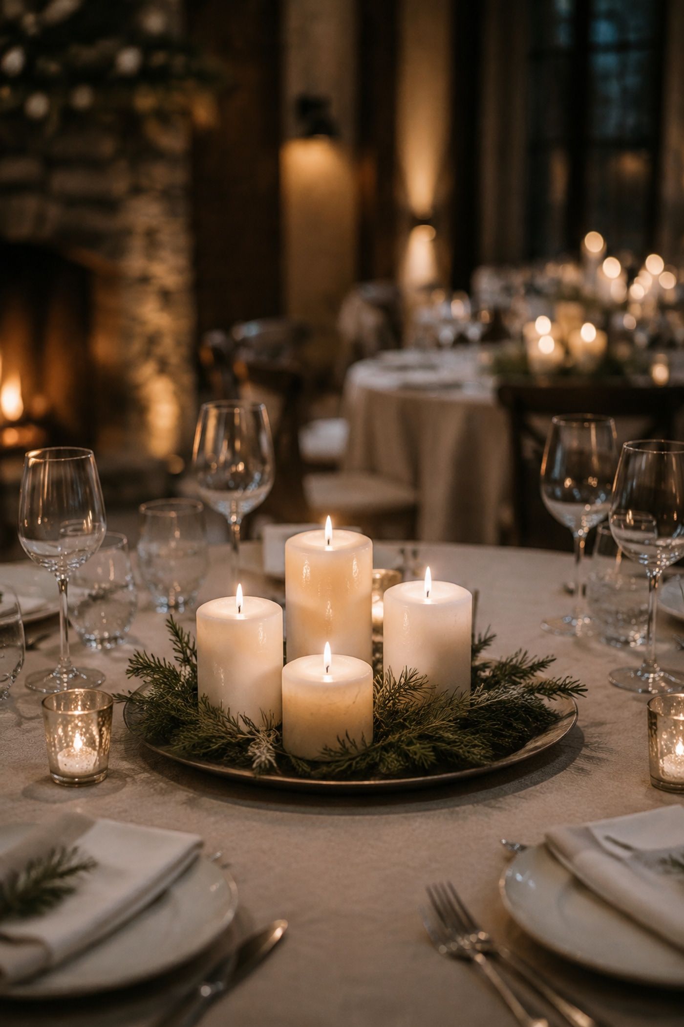 Low clusters of pillar candles