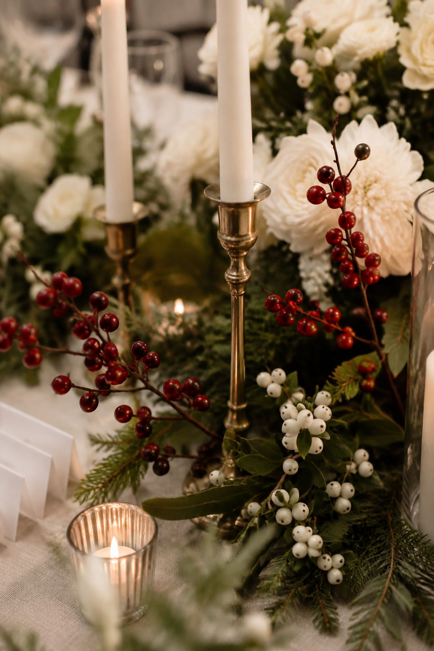 Berry and greenery accents