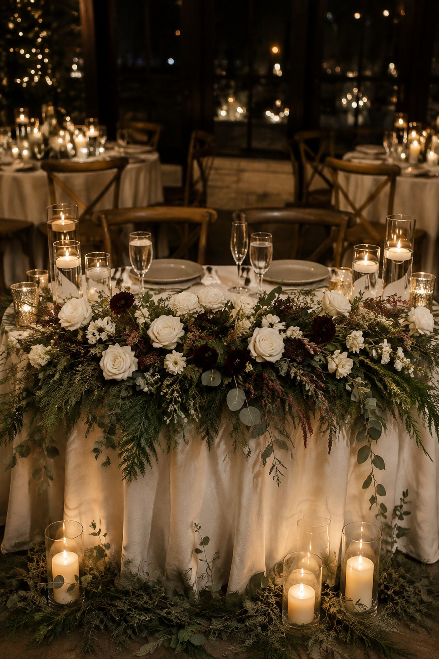 Statement centerpiece on a sweetheart table