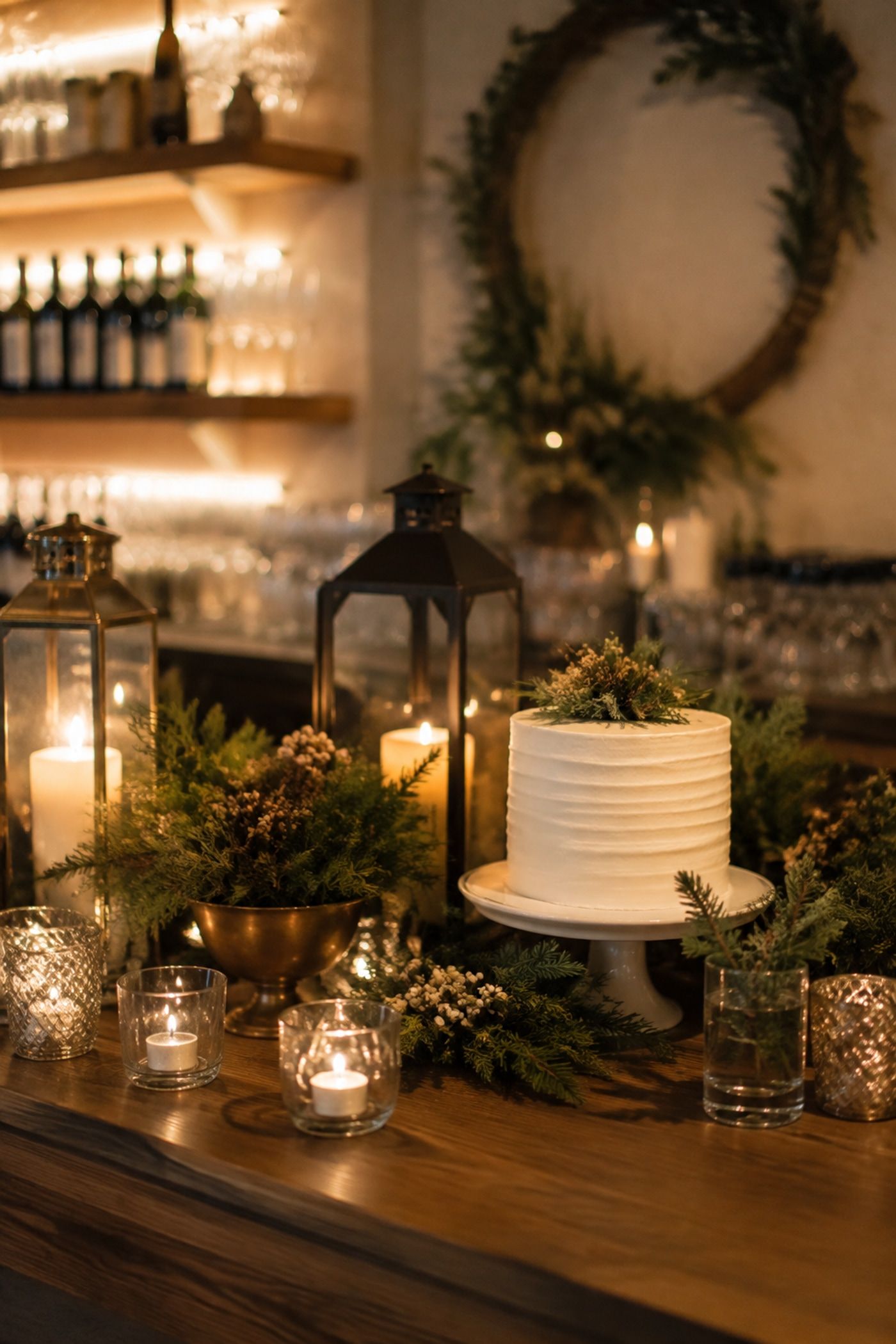 Centerpieces moved to the bar or cake table