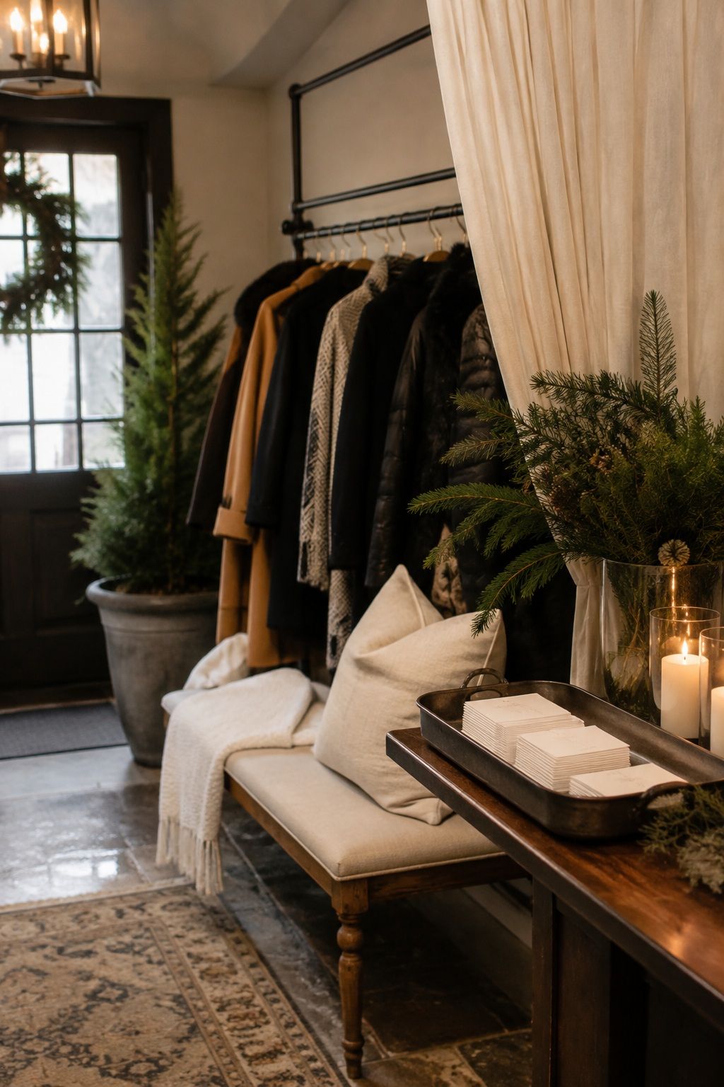 Welcoming coat check area