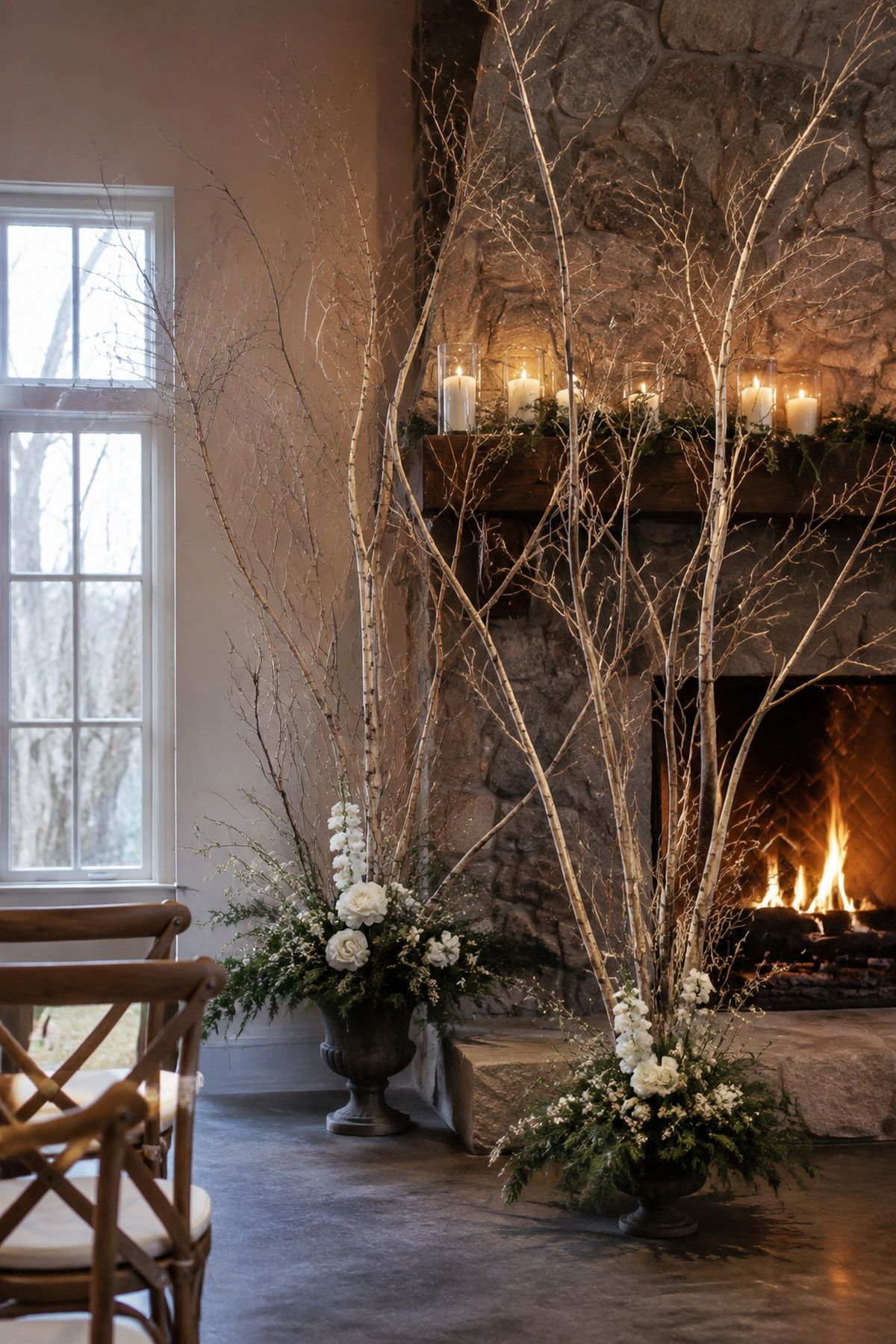 Branches giving height and shape to arrangements