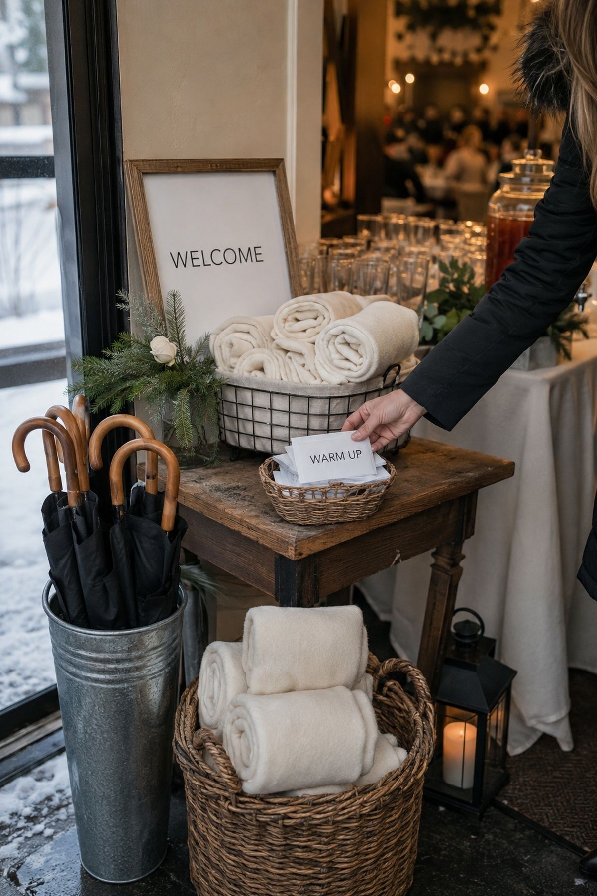 Comfort details for guests at the entrance