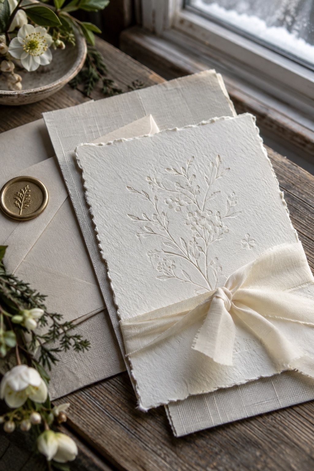 Invitation on textured cotton or linen paper