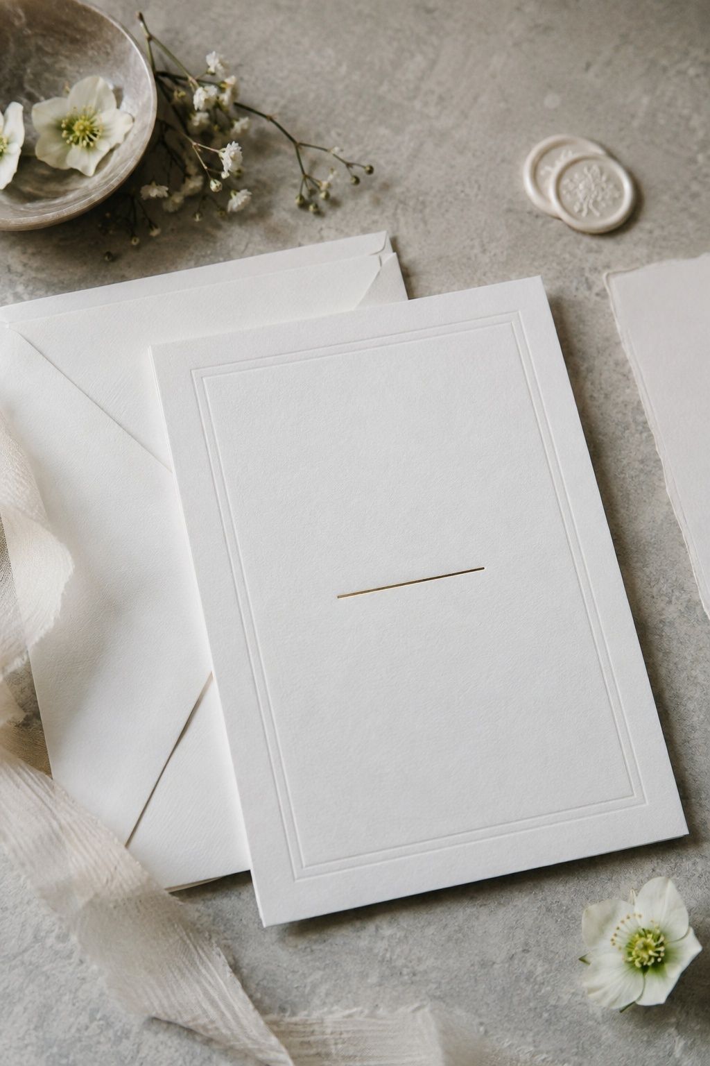 Minimal white winter invitation