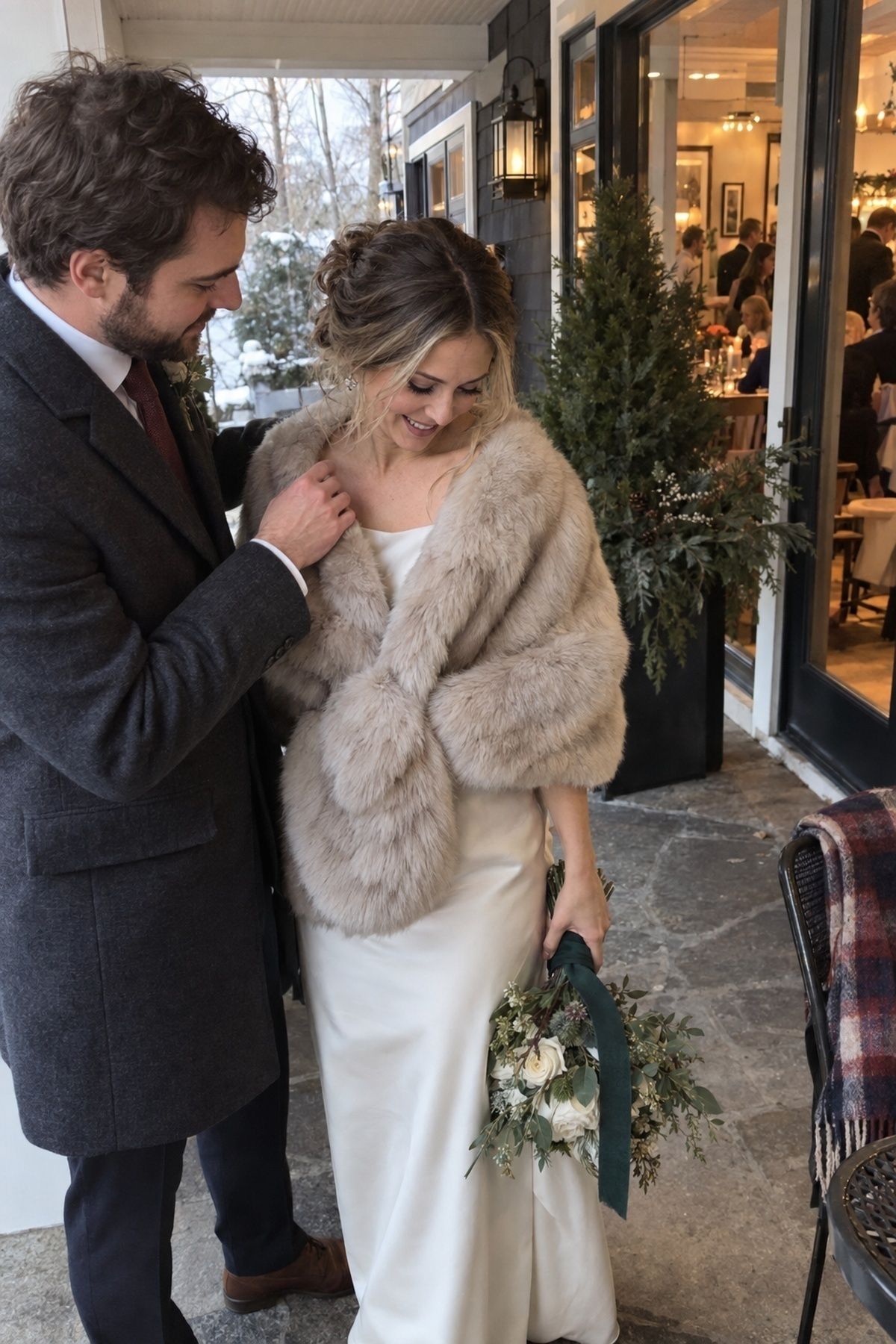 Couple portrait in coats and wraps