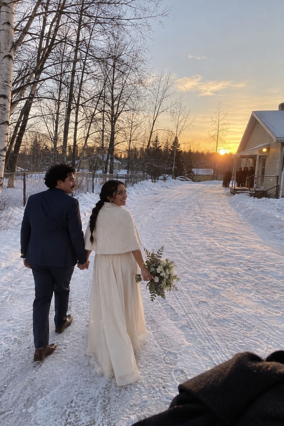 Golden hour photos in the snow