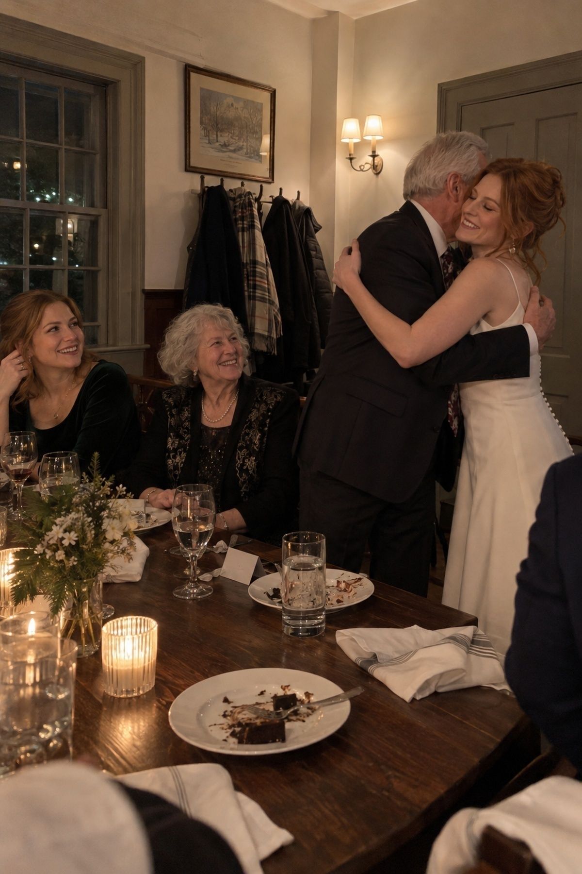 Candid photos of a small group of guests