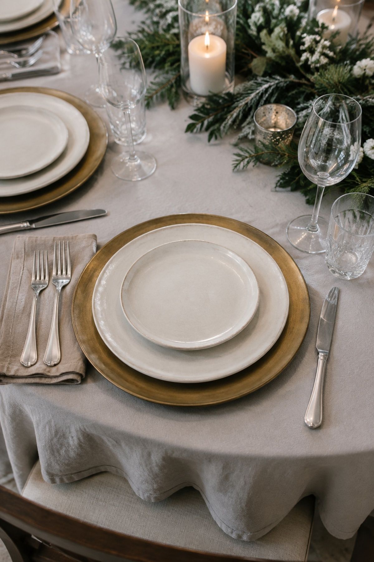 Chargers layered under simple plates