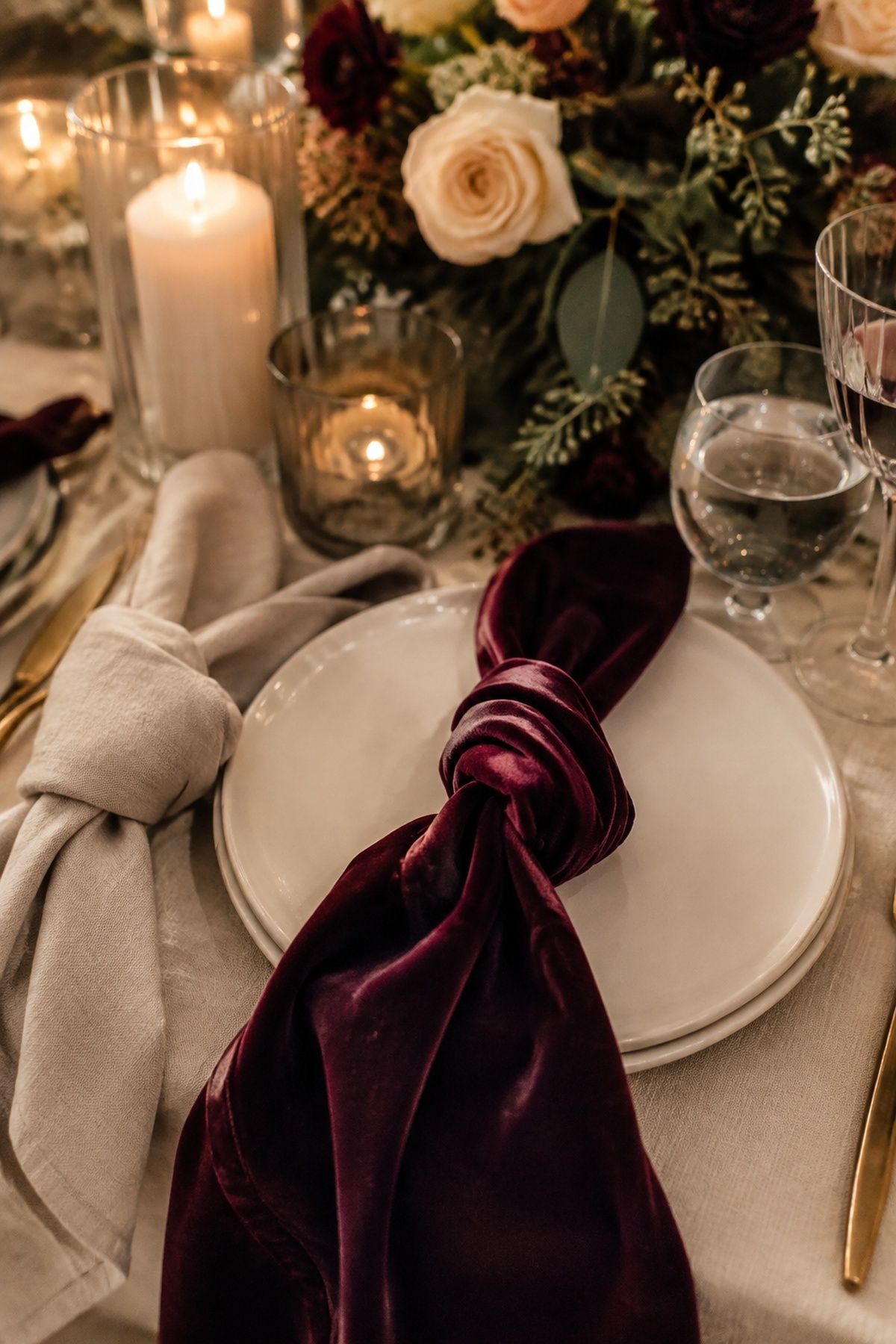 Velvet and linen napkins