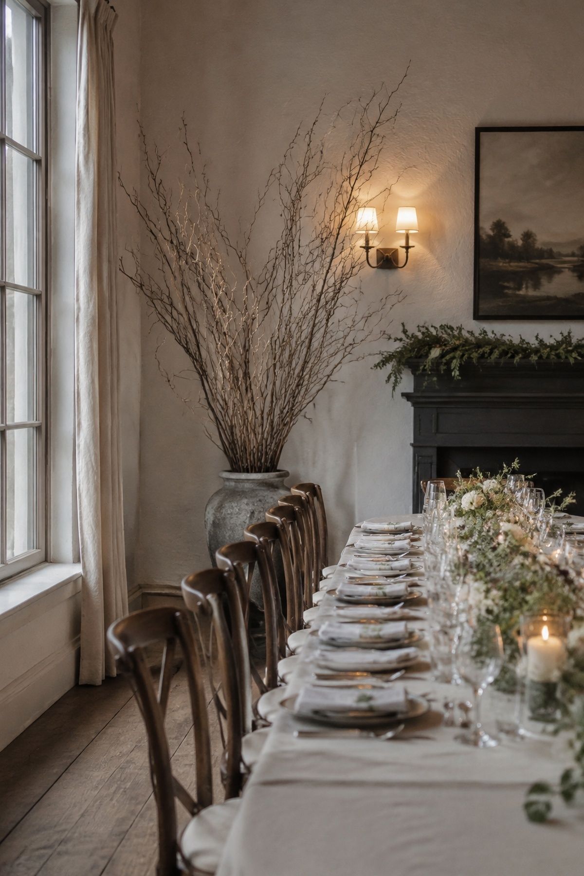 Branches placed at the ends of the table