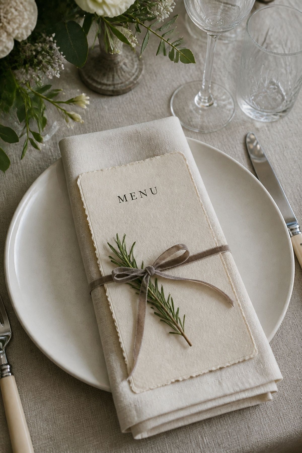 Menu cards styled into the table design