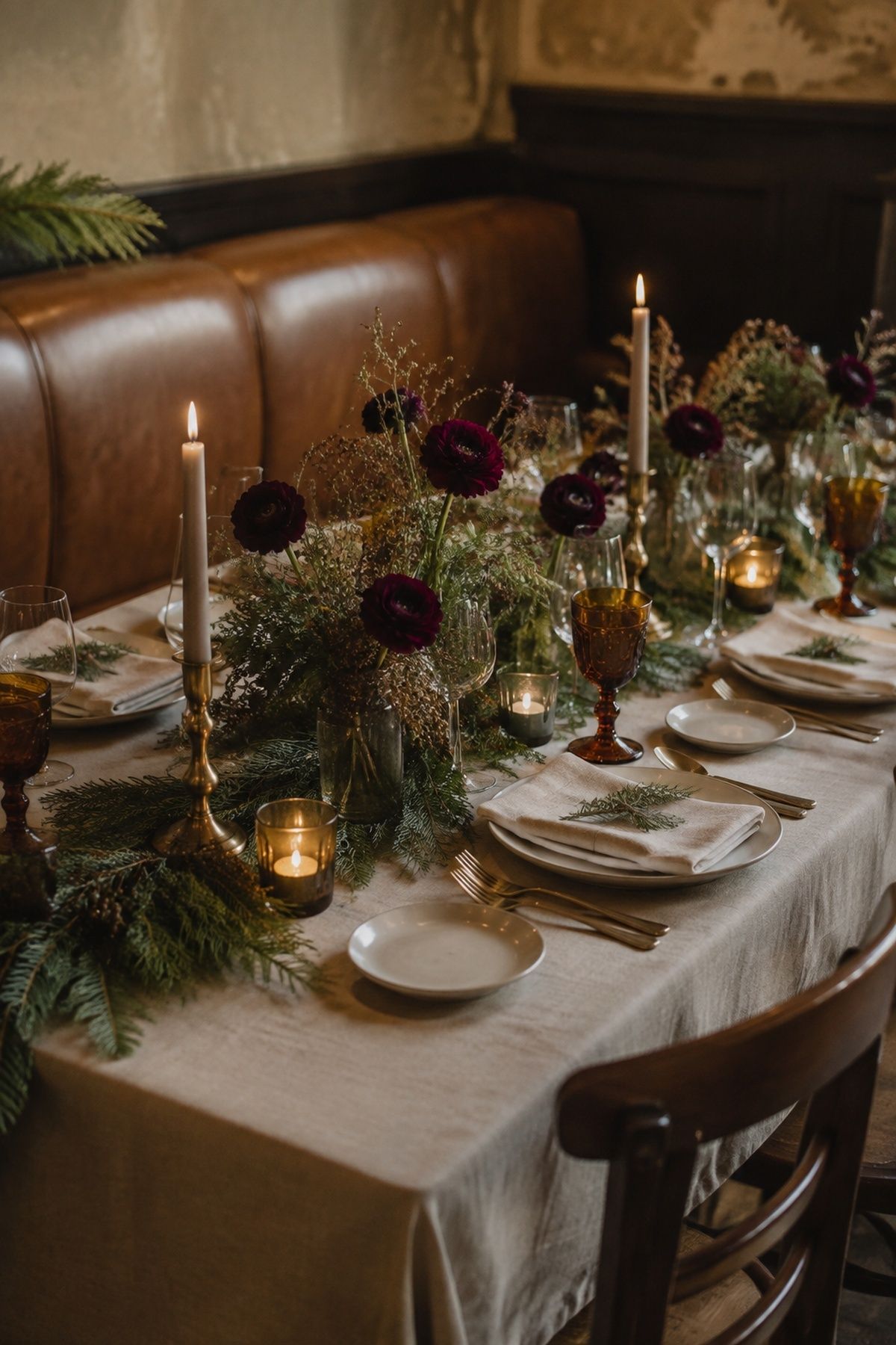 Refined winter table without theme-party props
